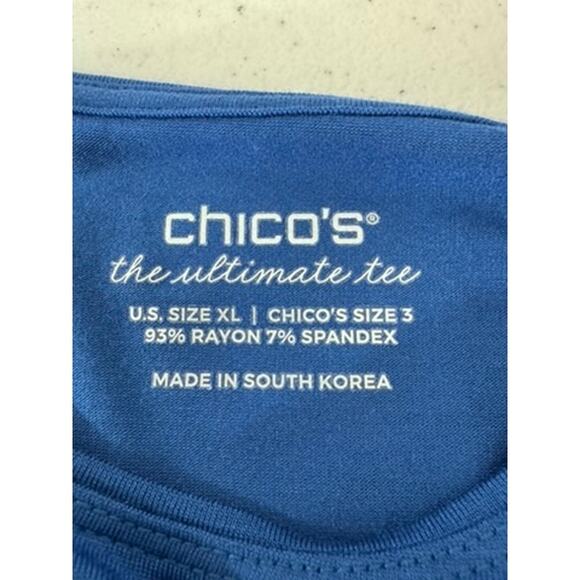 NWT!! Chicos , Royal Blue, Ulitmate tee, Long Sleeve, Size XL,Cottage Core,Ocean - Picture 8 of 11